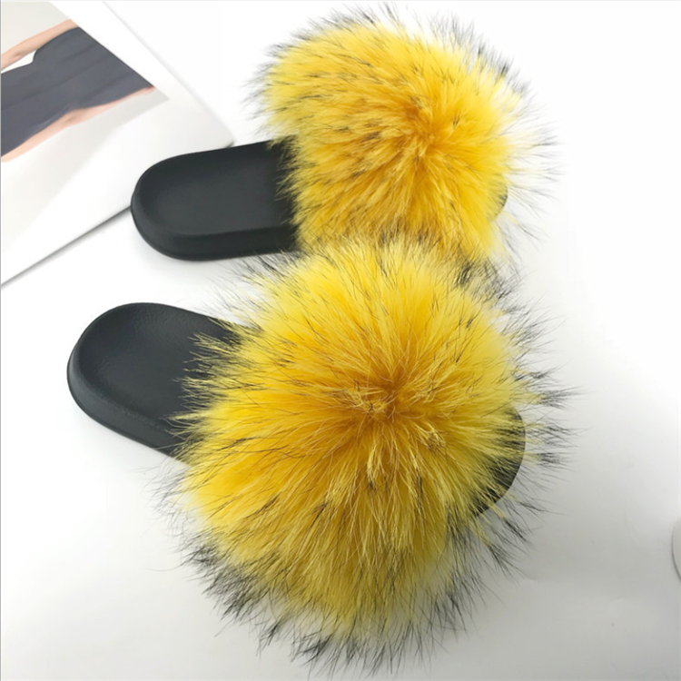 Fast supply speed faux fur slides (4)