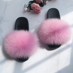 faux fox fur slippers